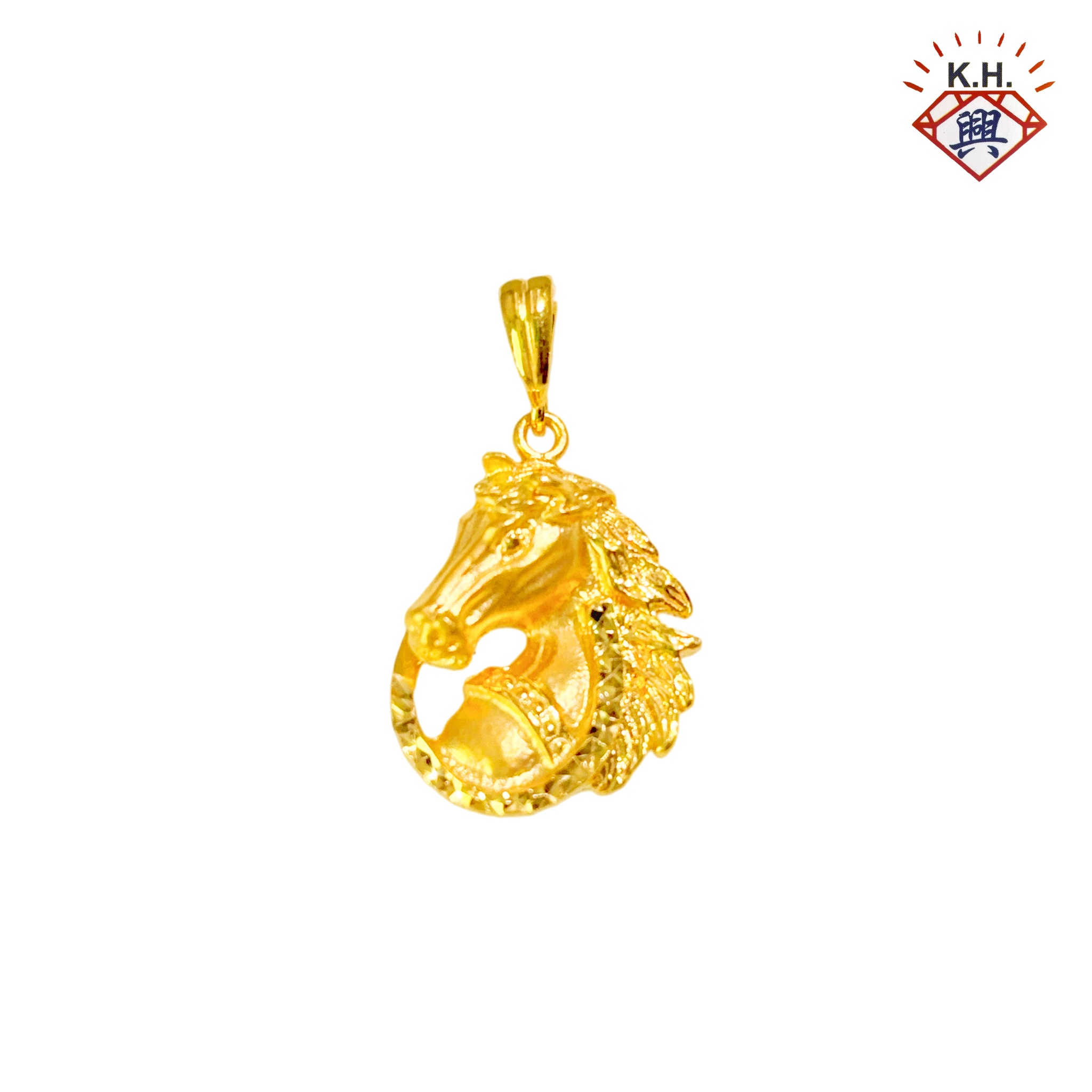 916 Gold Pendant – Golden Horse Head 1 (黄金马头1)