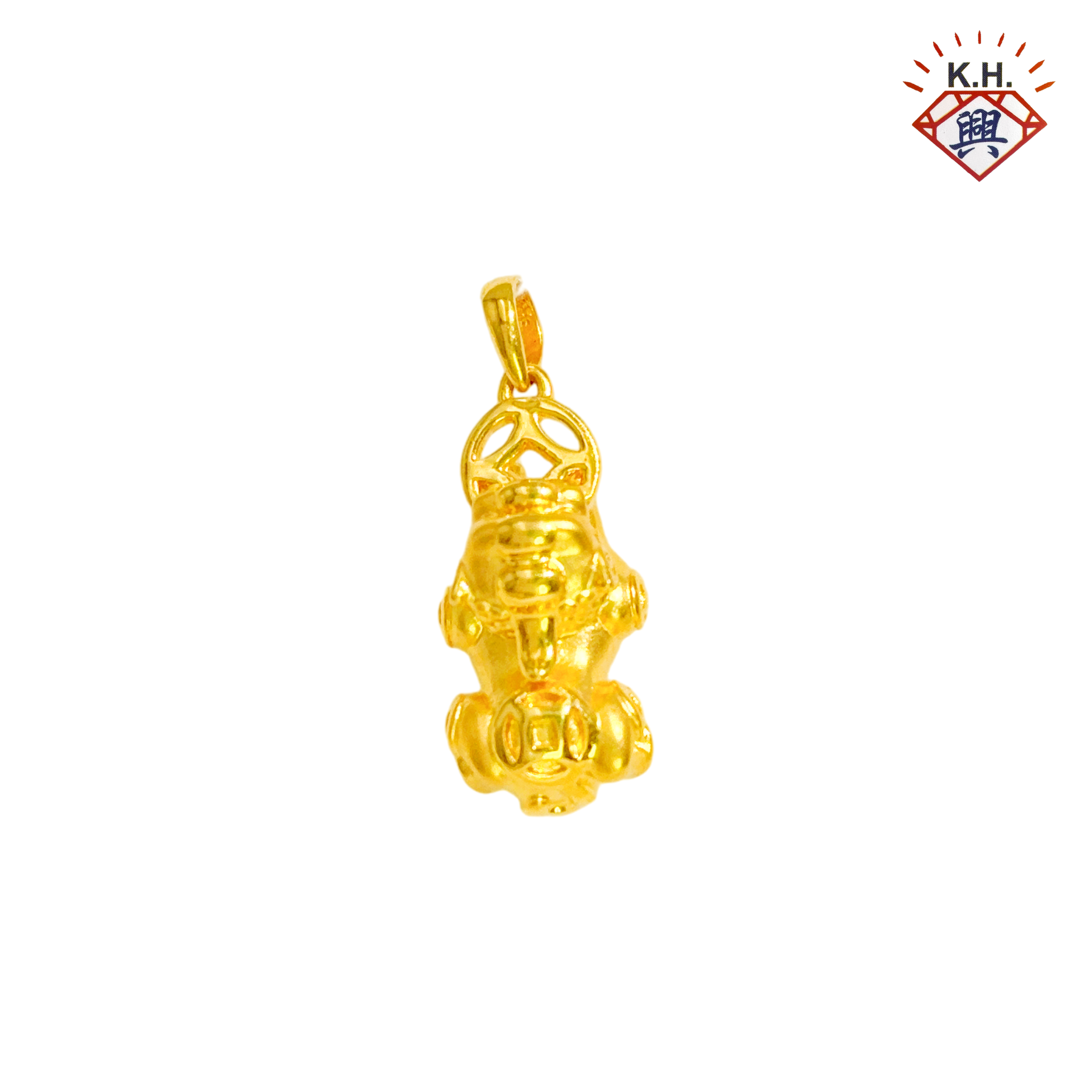 916 Gold Pendant – Lucky Pi Xiu with Coins Gold Pendant(金钱貔貅_招财貔貅)