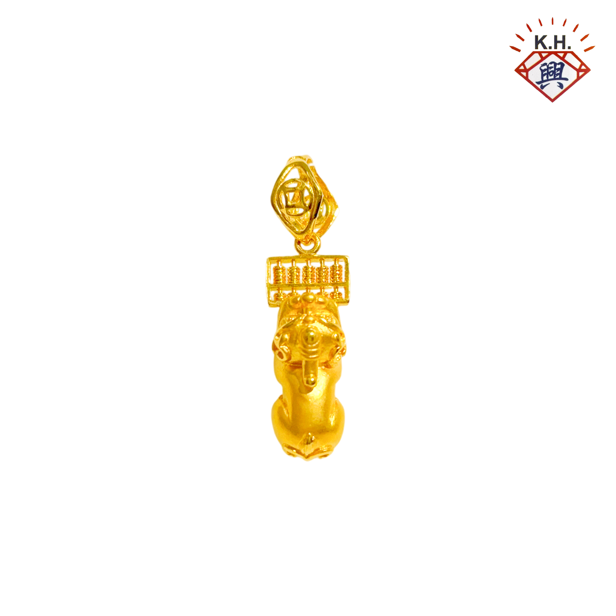 916 Gold Pendant – Lucky Pi Xiu with Abacus Pendant(貔貅算盘_招财貔貅)