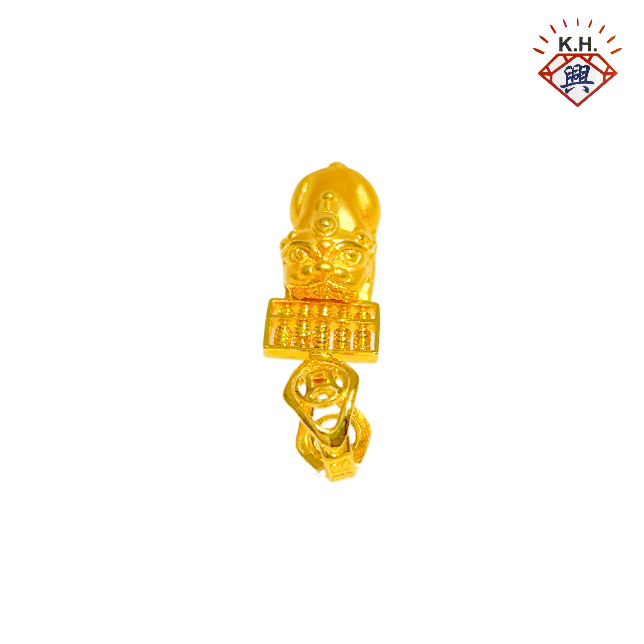 916 Gold Pendant – Lucky Pi Xiu with Abacus Pendant(貔貅算盘_招财貔貅)
