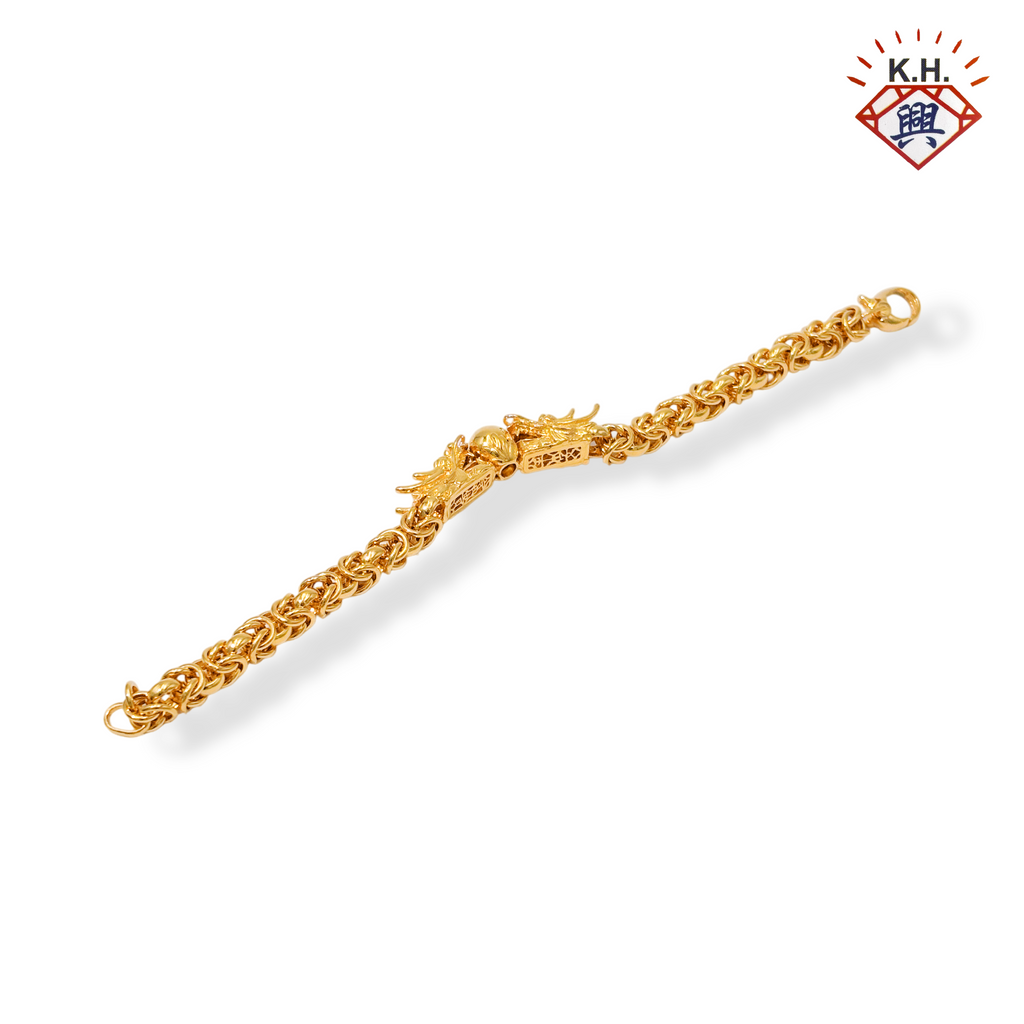 916 Gold Bracelet – Twin Dragon Pearl (双龙戏珠)