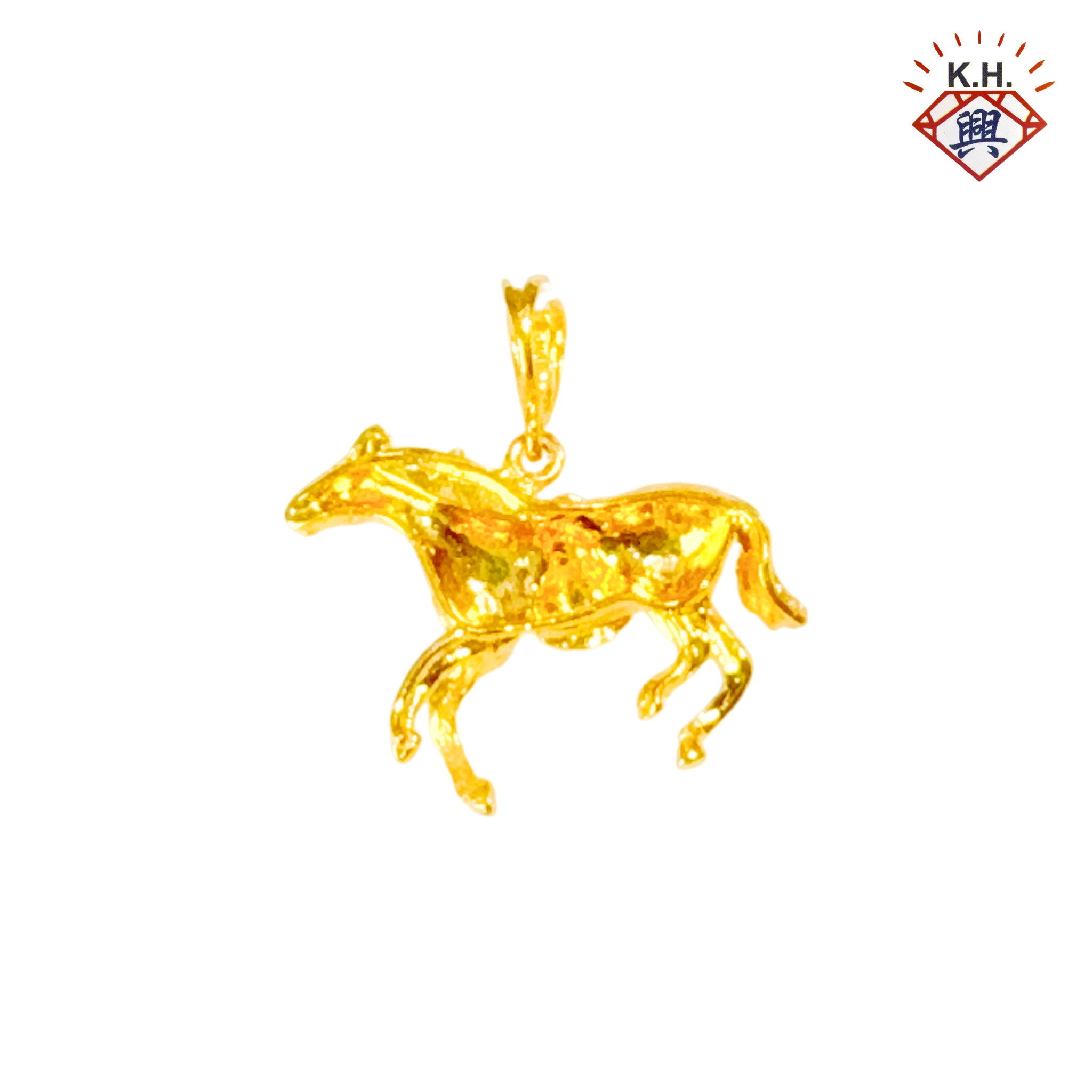 916 Gold Pendant – Horse with Money Bag (千里送财马 + 钱袋)