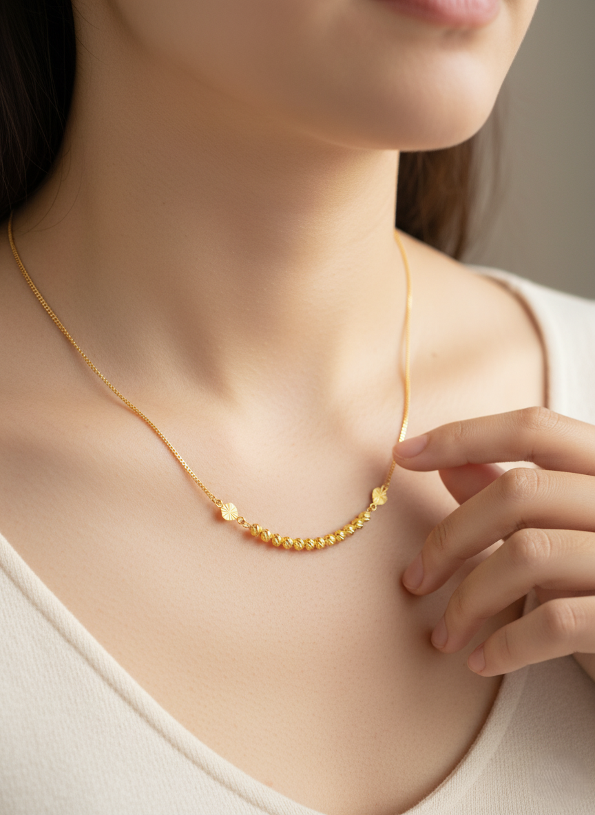 916 Gold Necklace – Machine Boba 3 (单扣串珠3)