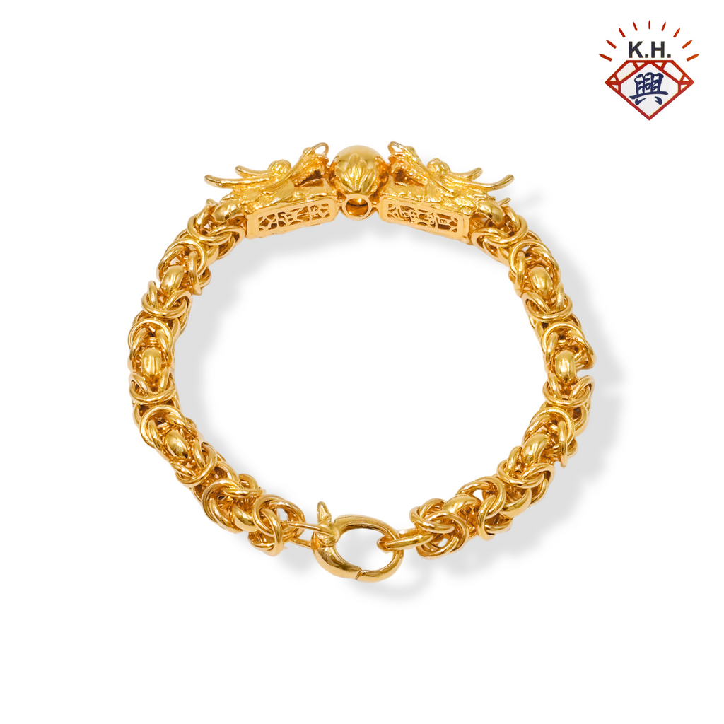 916 Gold Bracelet – Twin Dragon Pearl (双龙戏珠)