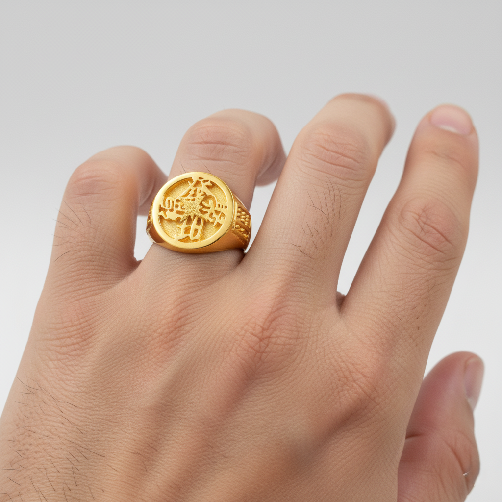 916 Gold Ring – 旋转旺福发聚算盘边