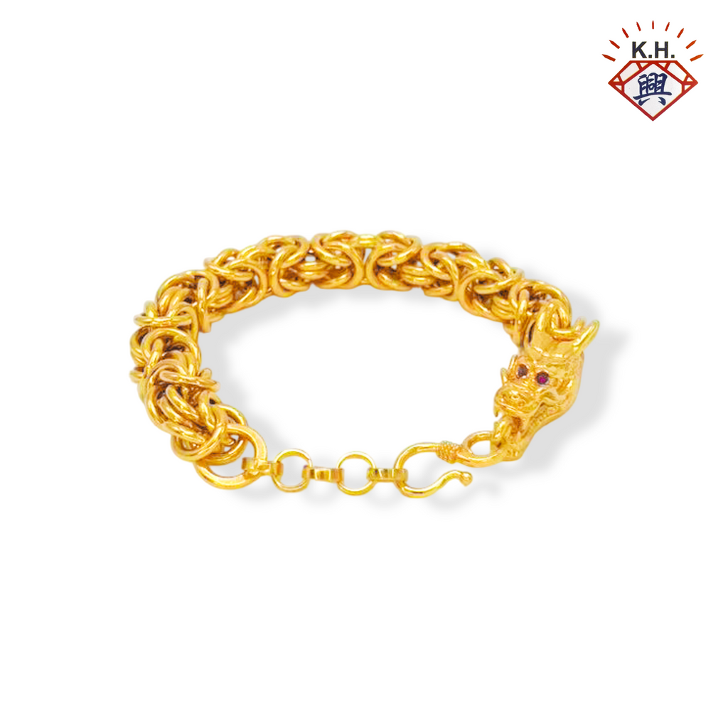916 Gold Bracelet – Single Dragon (单龙头)