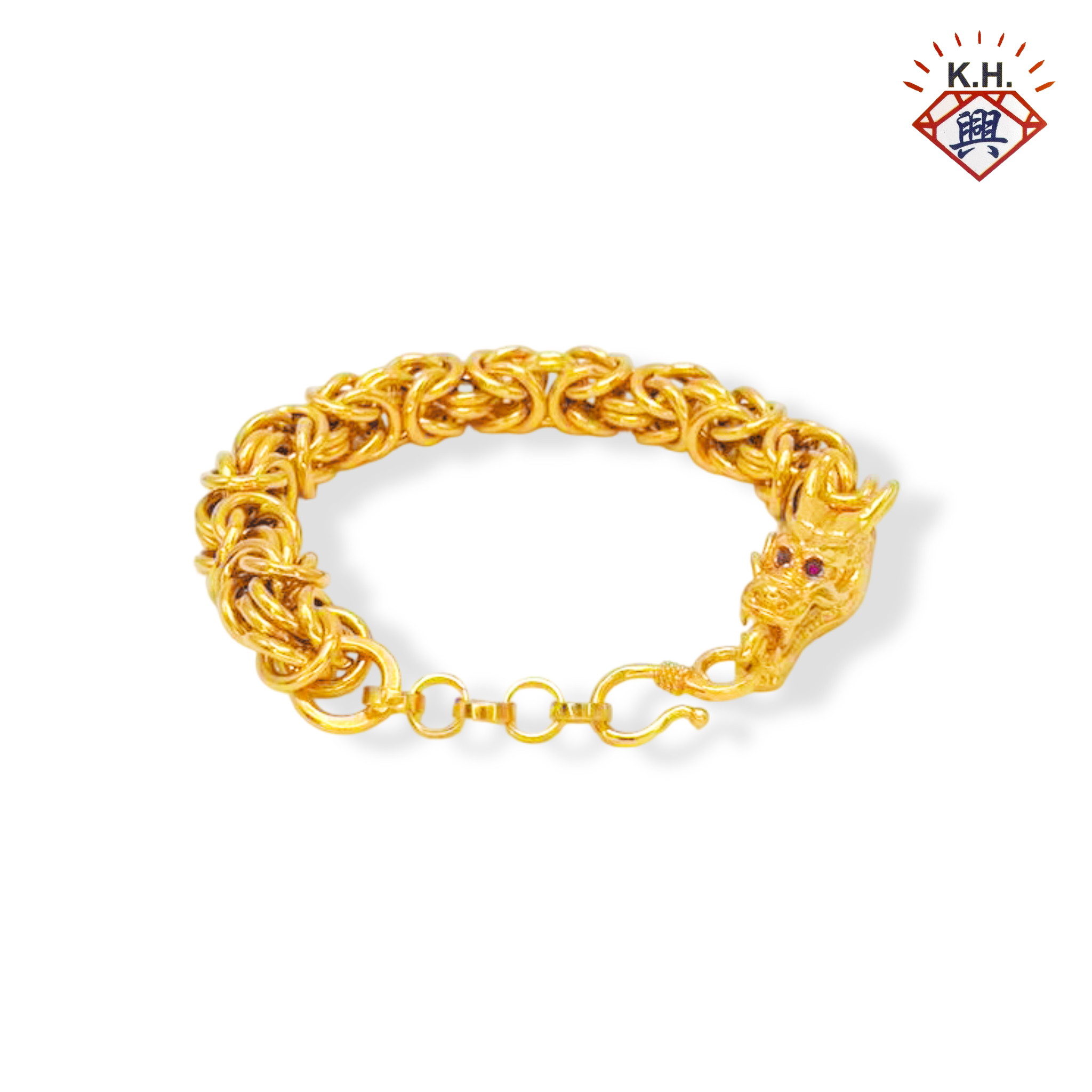 916 Gold Bracelet – Single Dragon (单龙头)