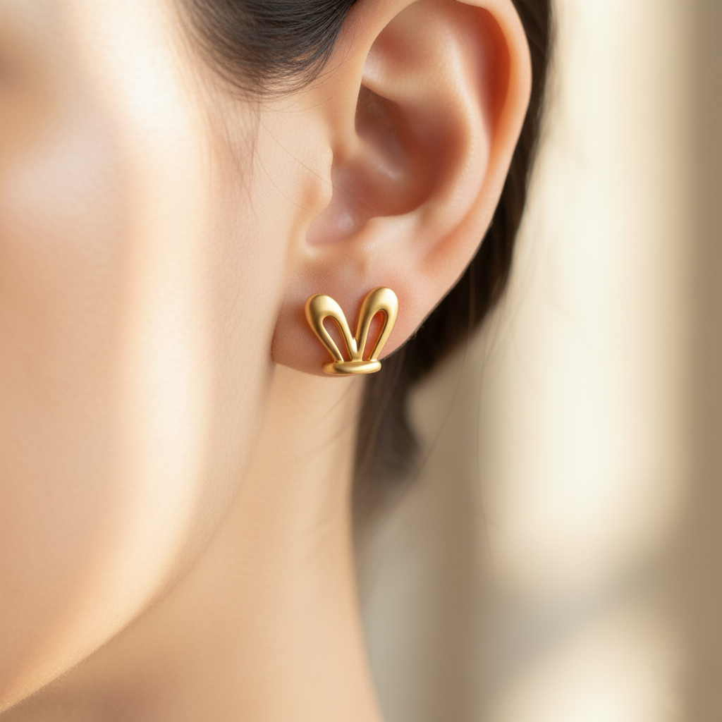 916 Gold Earring – Bunny Ear (兔子耳朵)