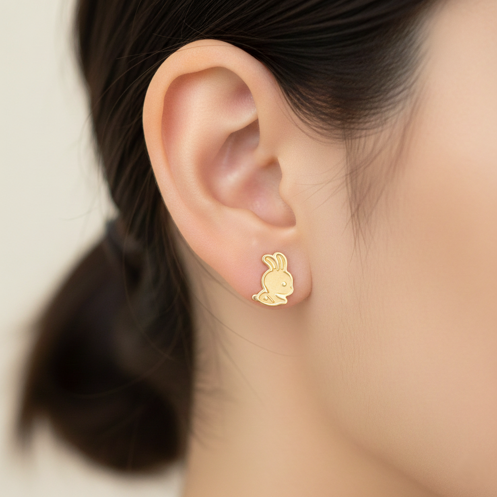 916 Gold Earring – Bunny (兔子)