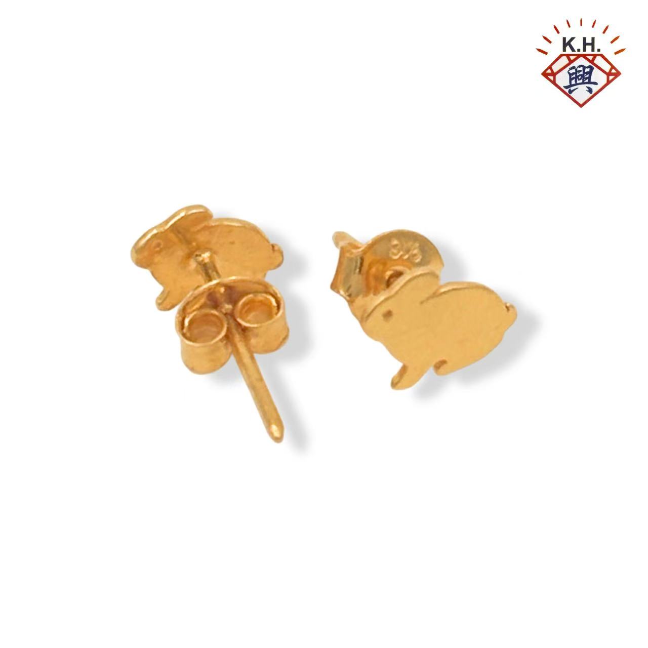 916 Gold Earring – Flat Plain Bunny (光身平面兔子)
