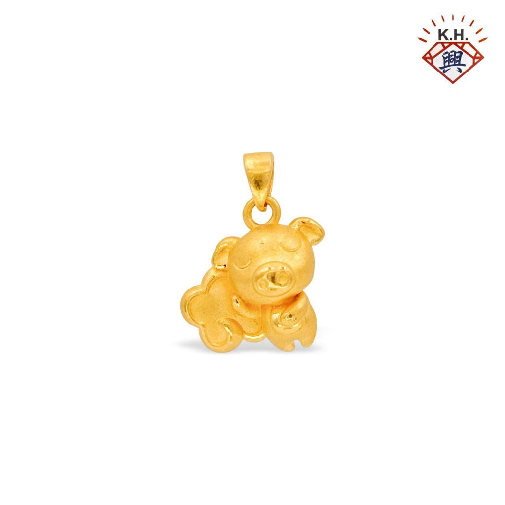 999 Gold Pendant – Pig Flower