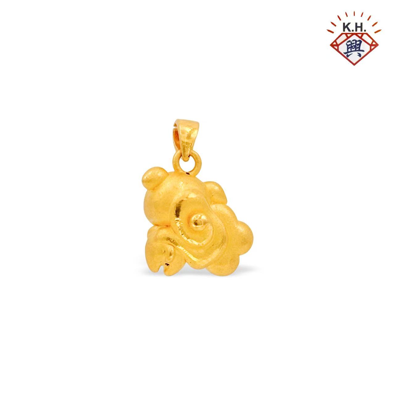 999 Gold Pendant – Pig Flower