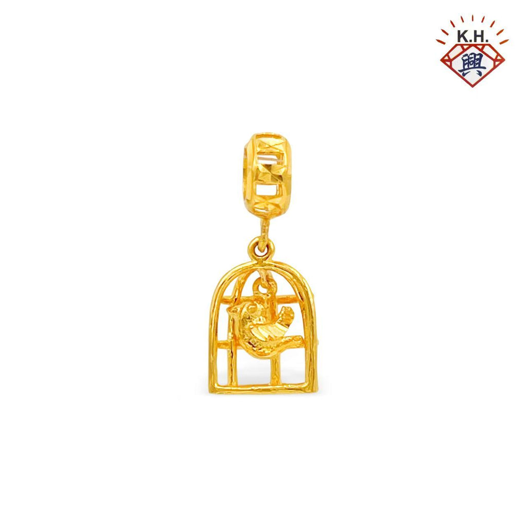 916 Gold Charm – Half Birdcage