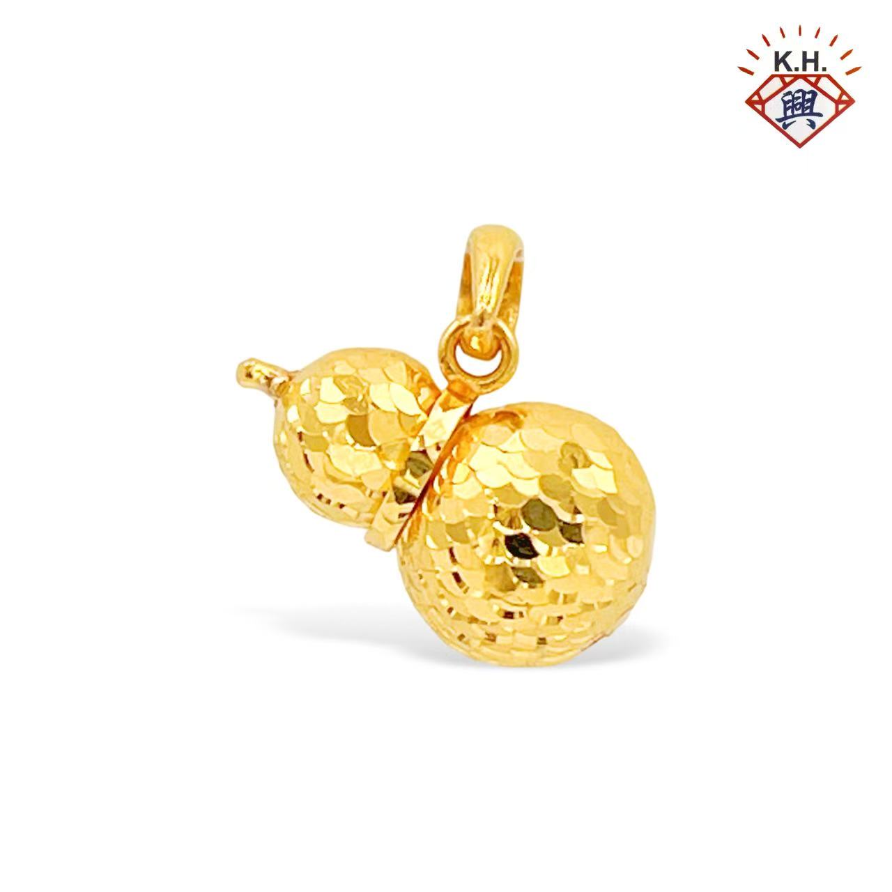 916 Gold Pendant – Shattered Ice Gourd 2(割花立体葫芦2)