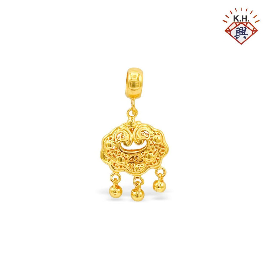 916 Gold Charm – 3D Peace Lock 1(3D平安锁1)