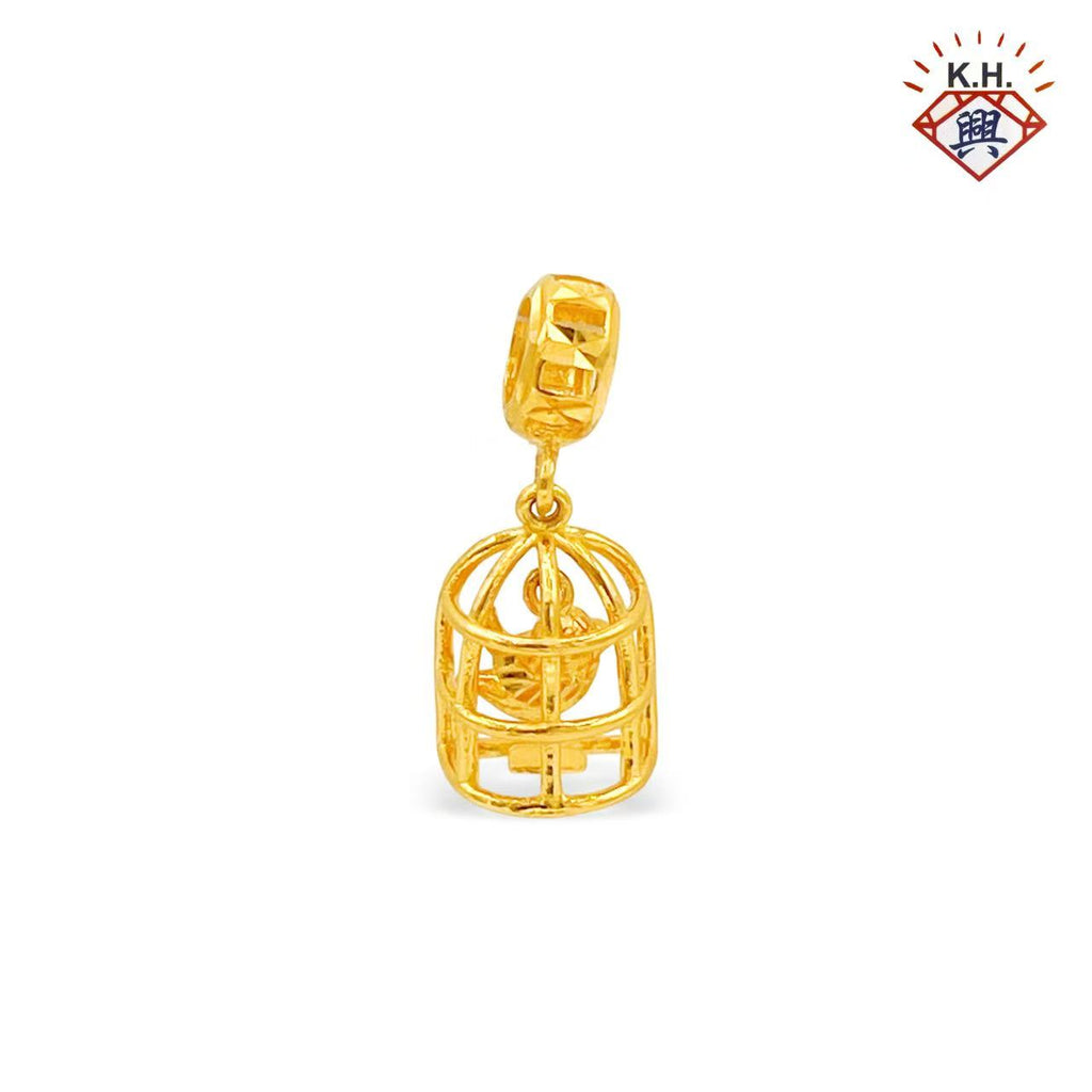 916 Gold Charm – Half Birdcage