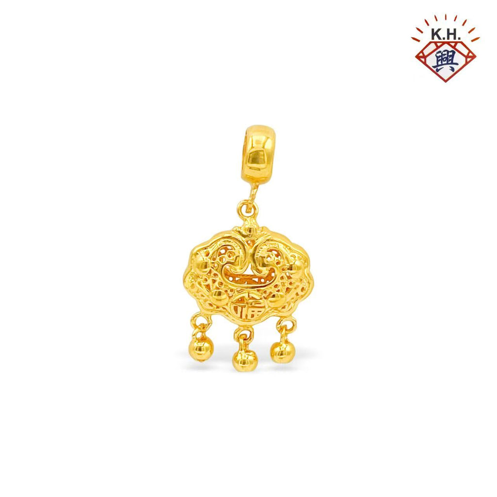 916 Gold Charm – 3D Peace Lock 1(3D平安锁1)