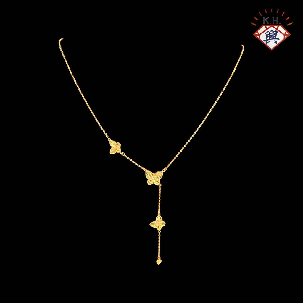 916 Gold Necklace – Sauh with Butterfly (万字链2蝴蝶-吊单蝴蝶)