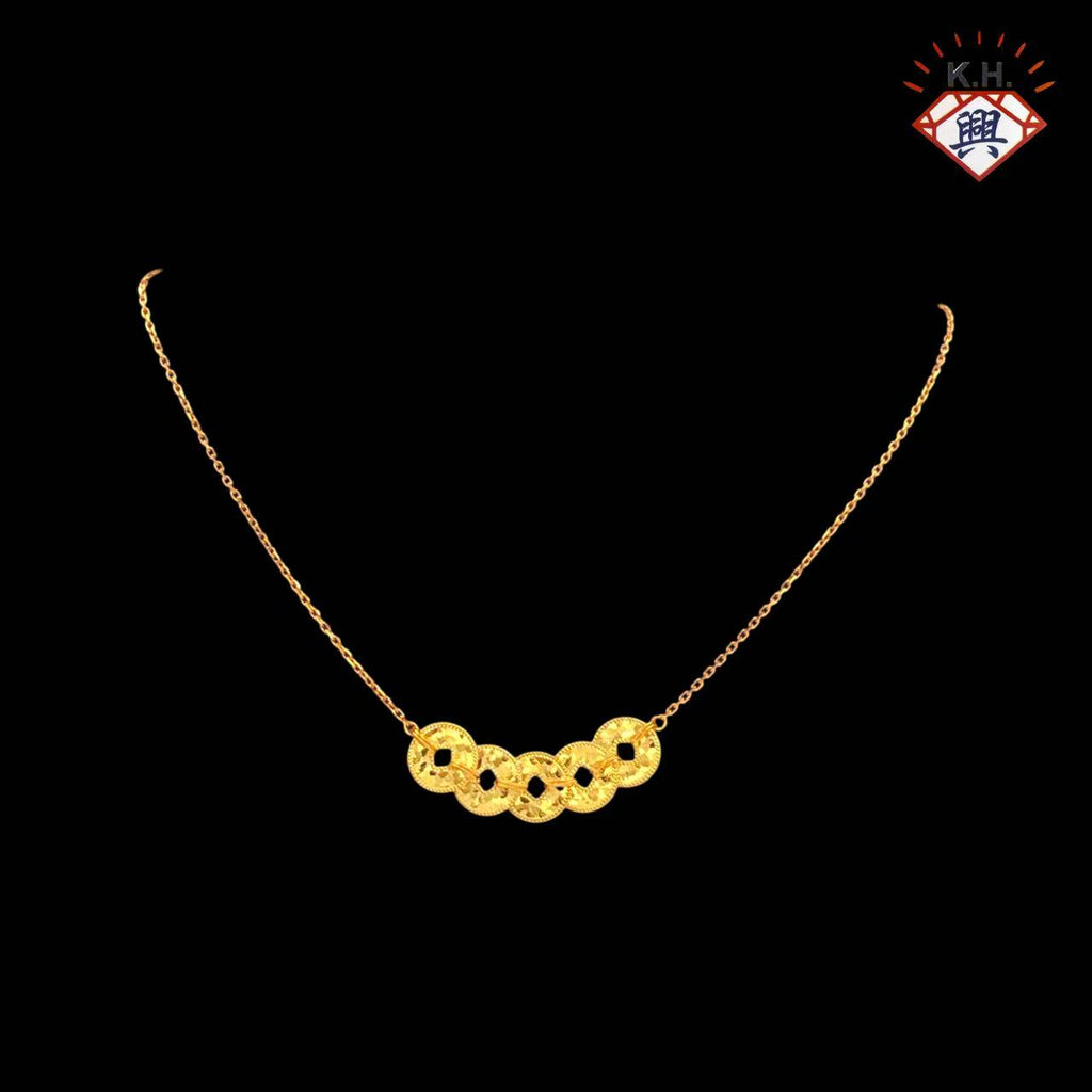 916 Gold Necklace – Sauh with Shattered Ice Fortune Coin(碎碎冰铜钱)