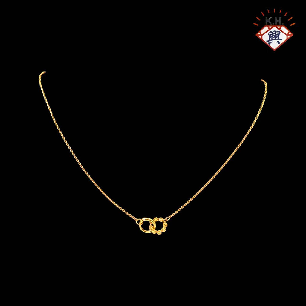 916 Gold Necklace – Sauh with Double Circle (万字扣双圈)