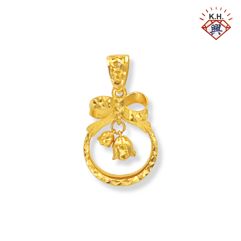 916 Gold Pendant – Jingle Bell Wreath(圣诞铃花环金饰)