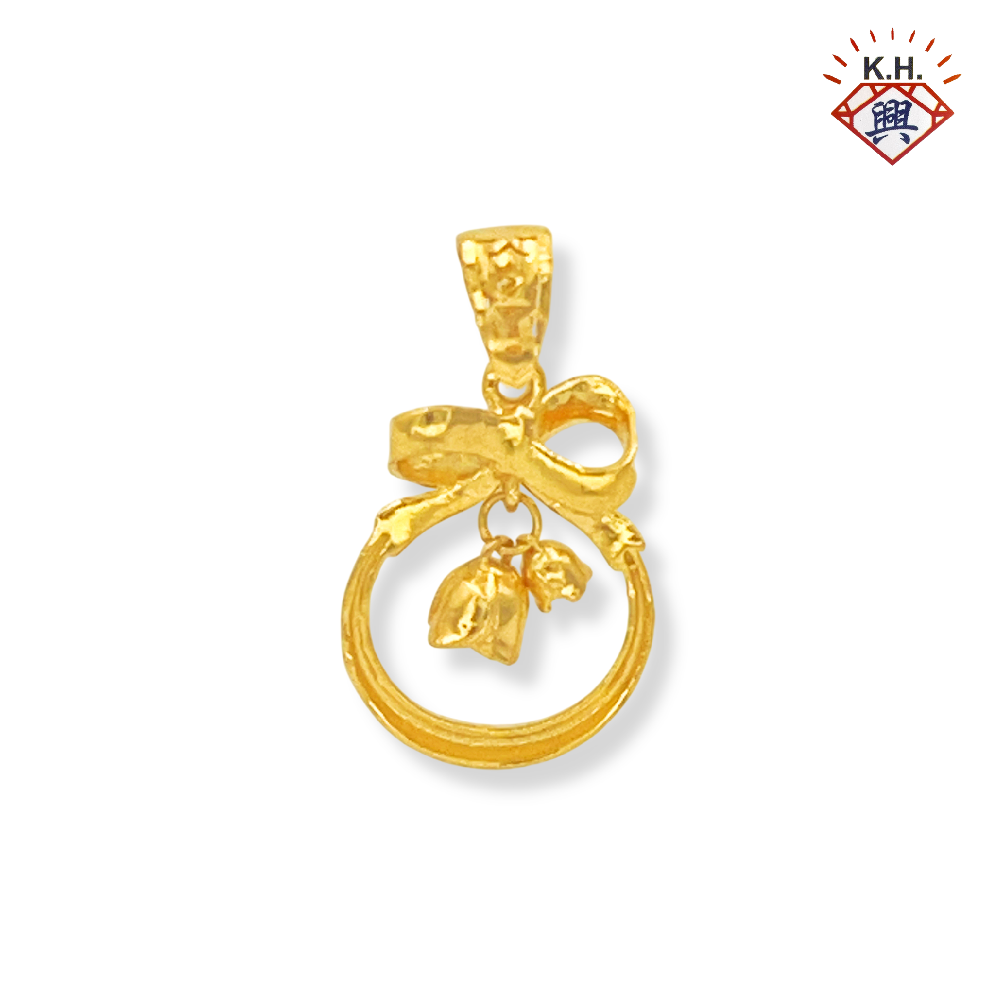 916 Gold Pendant – Jingle Bell Wreath(圣诞铃花环金饰)