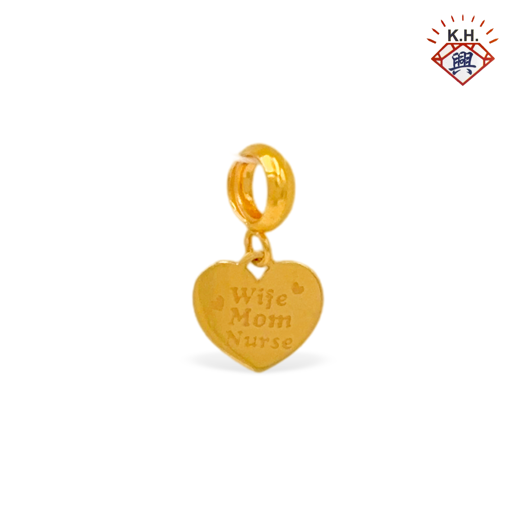 916 Gold Charm – LOVE Tag Pendant – Wife • Mom • Nurse