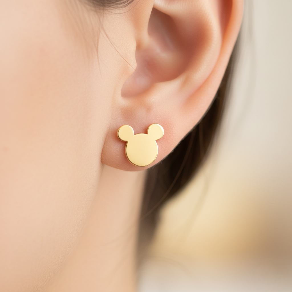 916 Gold Earring – Plain Flat Mickey Mouse (光身平面米奇老鼠)
