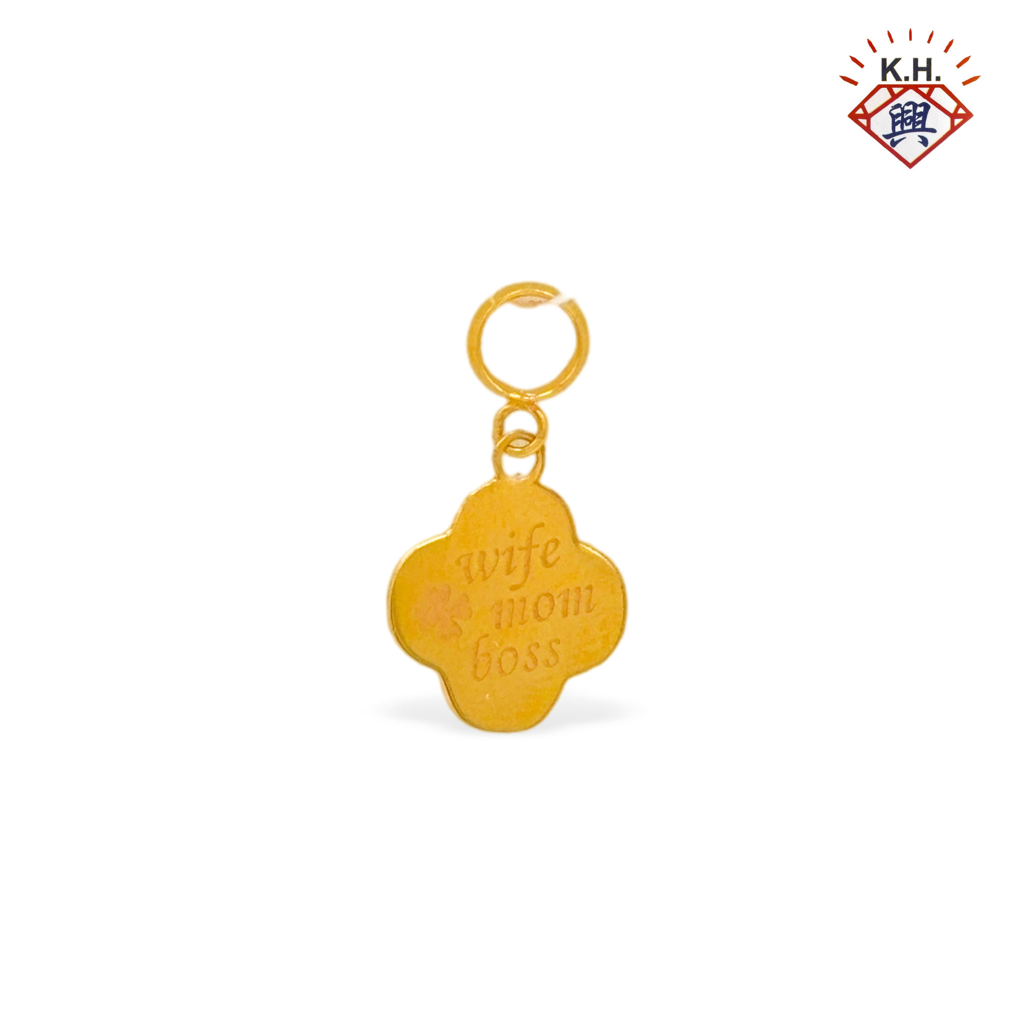 916 Gold Charm – Plum Blossom Love Tag – Wife • Mom • Boss