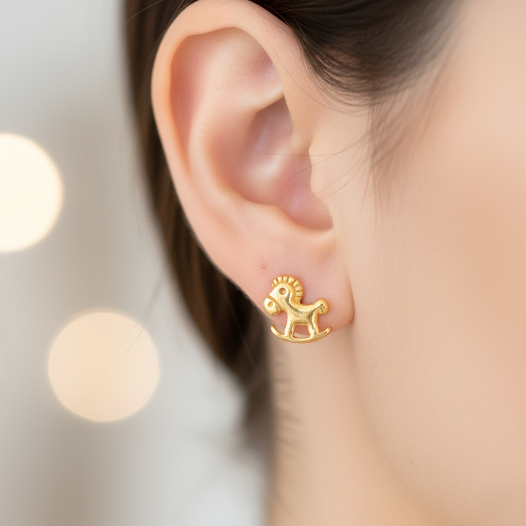 916 Gold Earring – Rocking Horse (摇摇马)