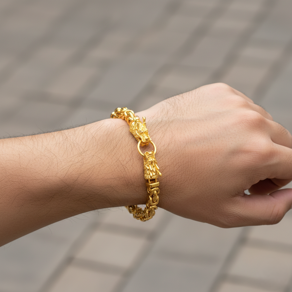 916 Gold Bracelet – Dual Dragon (双龙头)