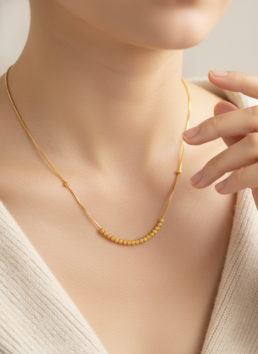 916 Gold Necklace – Box with Boba(盒仔串珠)