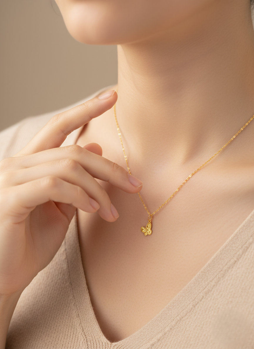 916 Gold Necklace – POLO Shattered Ice Butterfly (POLO 碎碎冰蝴蝶)
